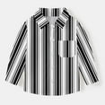 thumbnail image 4 of Baby Boy Dress Shirts Boys Striped Long Sleeve Collared Button Up Shirt with Chest Pocket School Uniform, 3-4 Years Black 01, 4 of 7