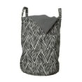 thumbnail image 1 of Abstract Laundry Bag, Monochrome Design Triangles Artwork of Brushstrokes Abstract Layout, Basket with Handles Drawstring Closure for Laundromats, 13" x 19", White and Charcoal Grey, by Ambesonne, 1 of 4