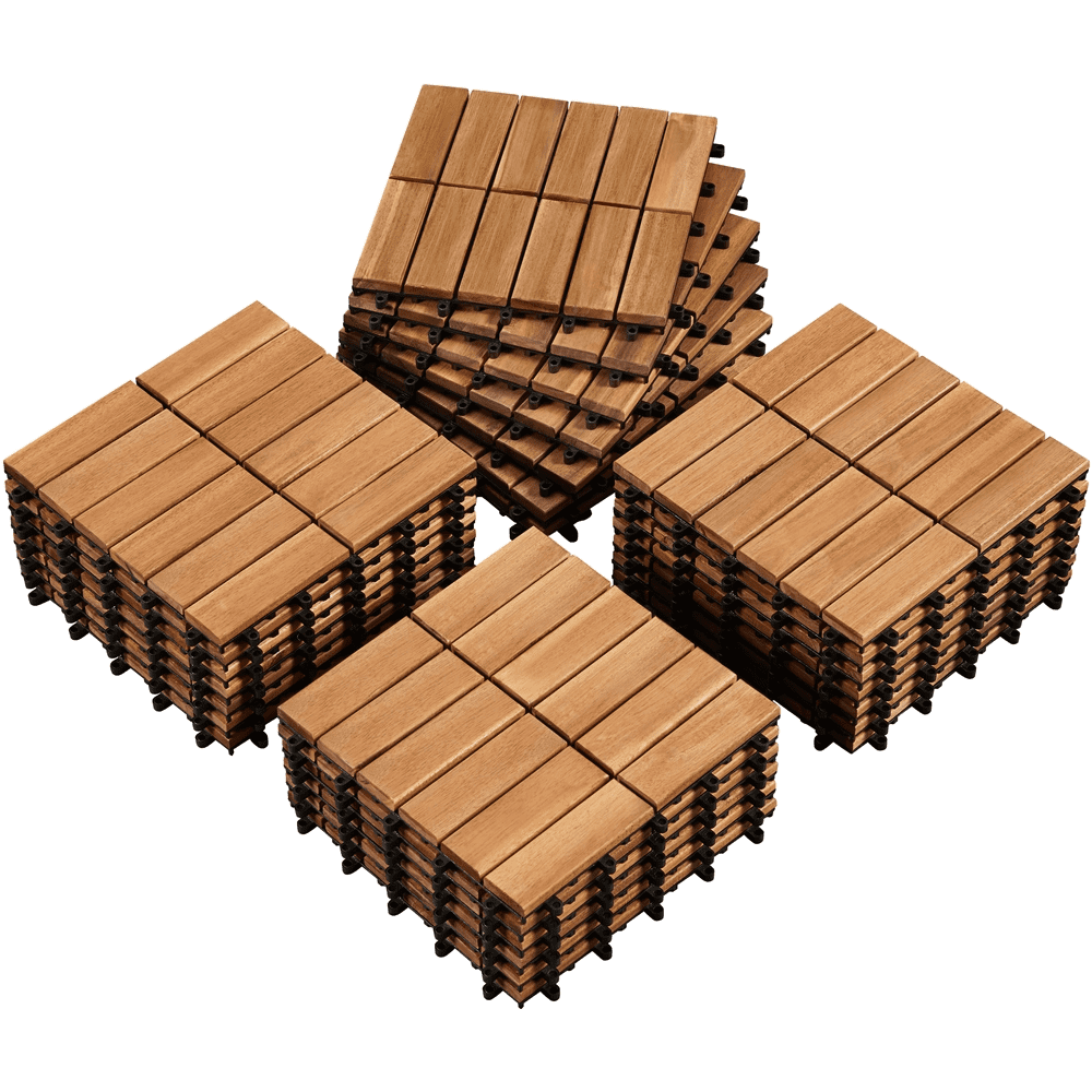 Renwick 27pcs Wood Flooring Tiles 12''x12'' for Outdoor & Indoor Patio Garden, Wood