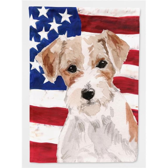 Wire Hair Jack Russell Patriotic Flag - Garden Size