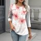 thumbnail image 1 of TaTaai Casual Printed Top Soft Breathable Women's Fashion Button Round Neck 3/4 Sleeve Loose Fit All Season Daily Party Fashion T-Shirt Gift, 1 of 7