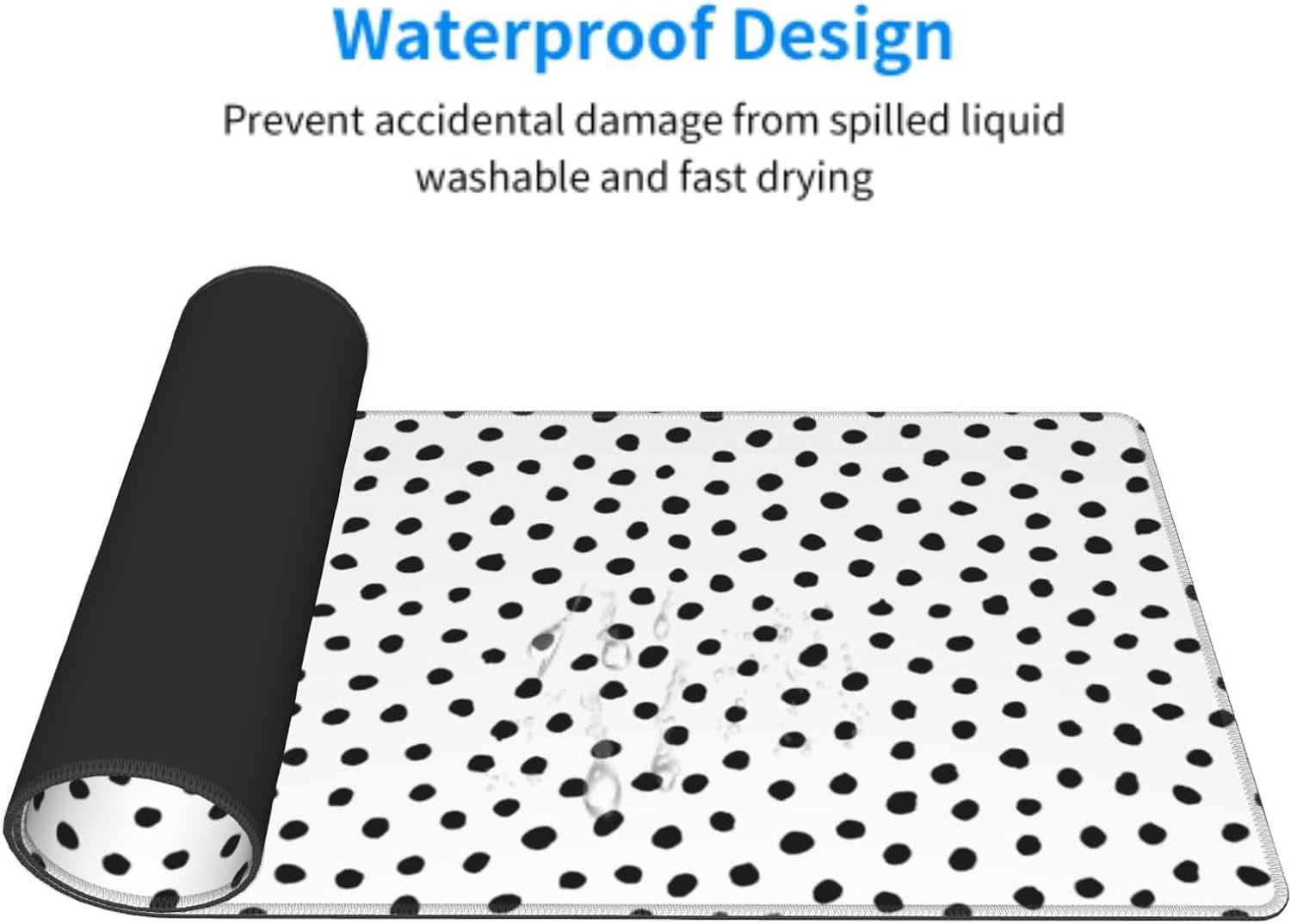 Black White Dot Boho Mouse Pad 31.5 X 11.8 Inch XL Cute Polka Dots Gaming Mousepad Extended Large Laptop Keyboard Mouse Mat Non-Slip Rubber Base with Stitched Edges for Home Office