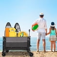 thumbnail image 6 of Extra Large 300L Tall Heavy-Duty Folding Wagon Cart with 480lbs Capacity – All-Terrain Wheels, Side Pockets, Brakes & Drink Holders for Camping, Beach, Sports, Gardening, Black- Gray, 6 of 9