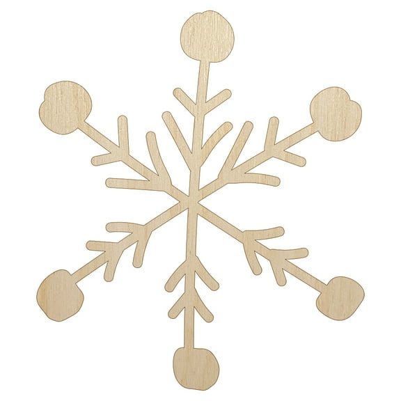 Snowflake Sketch Winter Wood Shape Unfinished Piece Cutout Craft DIY Projects - 4.70 Inch Size - 1/8 Inch Thick