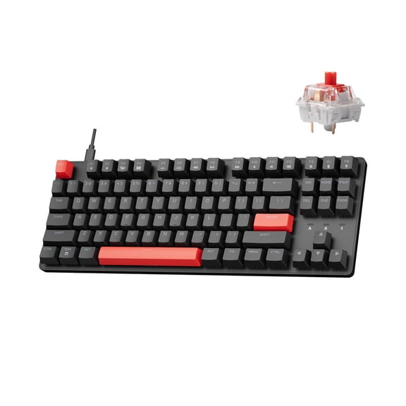 LEMOKEY X1 Wired Mechanical Keyboard, QMK Programmable TKL Layout with Pre-Lubed Linear Switch, North-Facing Red Backlit NKRO Compatible with Windows