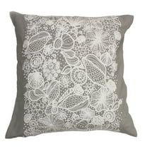 Gray Shell Embroidered Throw Pillow