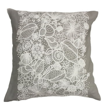 Gray Shell Embroidered Throw Pillow