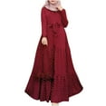 thumbnail image 2 of Njoeus Women's Elegant Tie Waist Polka Dots Maxi Dress Casual Long Sleeve Boho Flowy Long Midi Dresses for Work Party, 2 of 8