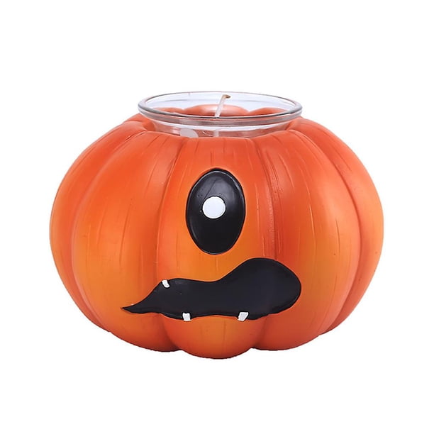 Portavelas Calabaza Halloween - Cerámica Naranja, 9.5x9.5x8 Cm, Decoración Terrorífica Para Mesa O Hogar
