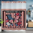thumbnail image 6 of No Hook Shower Curtains with Snap-in Liner Set, Independence Day Waterproof Hotel Style Bathroom Shower Curtain, Red Blue U.S Flag Butterfly Flowers Striped Mesh Top Bath Curtains 72''x78'', 6 of 9