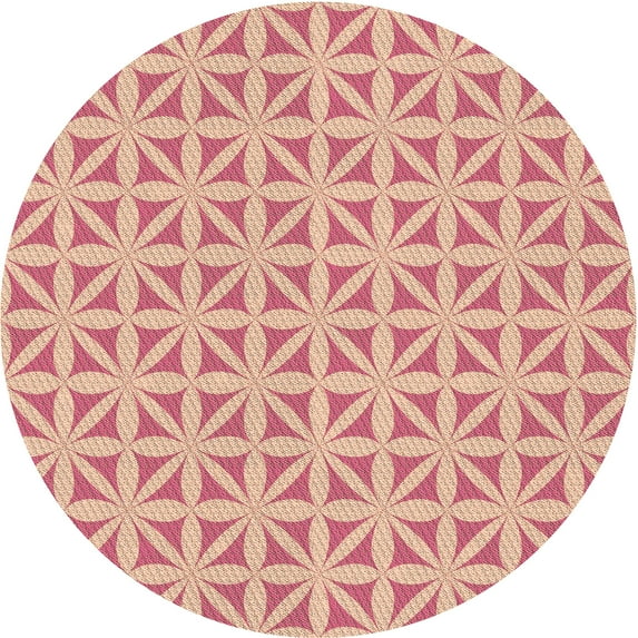 Ahgly Company Machine Washable Indoor Round Transitional Red Area Rugs, 8' Round