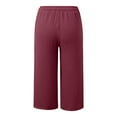 thumbnail image 5 of Women Running Capris Breathable New Wide Leg Capris Pants for Women Casual Summer Pants Loose Comfy Drawstring Beach Trouser with Pockets Wine S, 5 of 6