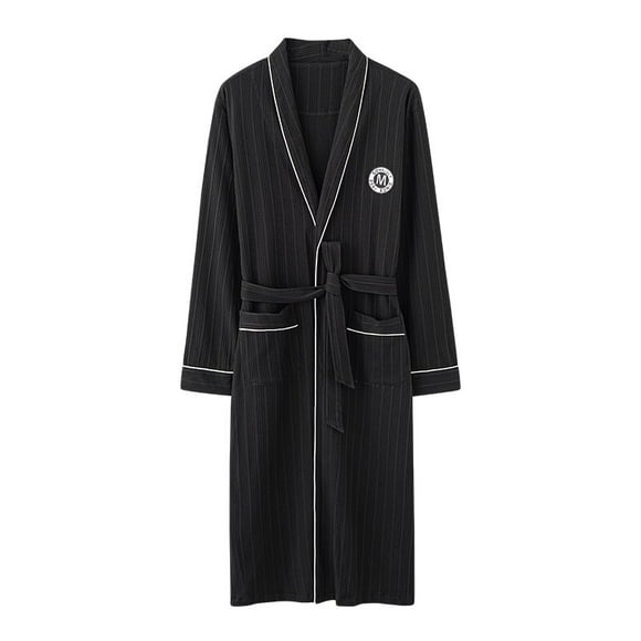 Plus la Taille des Hommes de Printemps et d'Automne Pur Coton Longue Chemise de Nuit Solide Peignoir Matin Manteau Mi-Longueur Spa Kimono M-4XL