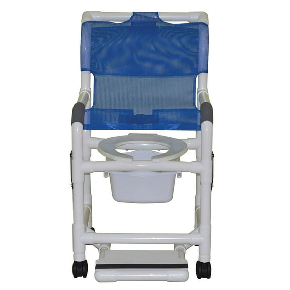MJM International Superior Shower Chair, Dual Swing Away Armrests, Sliding Footrest, Commode Pail