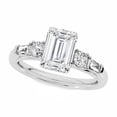 thumbnail image 2 of Best Jewel 14K White Gold Plated 2.24 Ct Emerald Cut Moissanite Ring - Three Stone With Side Baguette Design - Stunning Engagement Ring - Perfect Wedding Jewelry - Beautiful Gift for Women, 2 of 3
