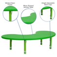 thumbnail image 4 of Flash Furniture 35''W x 65''L Half-Moon Green Plastic Height Adjustable Activity Table, 4 of 4