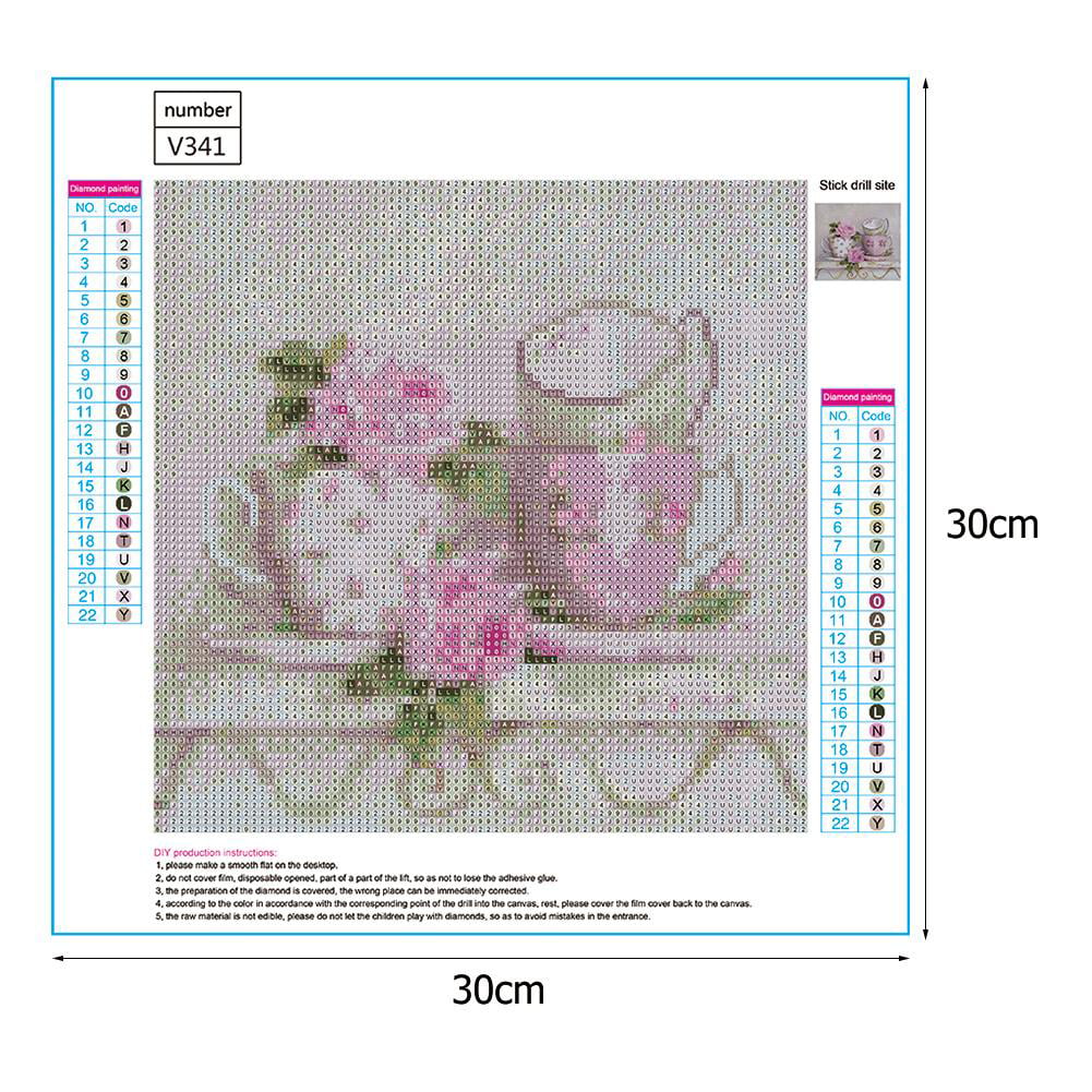 5D DIY Full Drill Diamond Painting Pink Cups Cross Stitch Embroidery Kits ✾