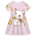 thumbnail image 2 of Kitten Yellow Flower Girls Short Sleeve Dress A Line Sun Protection Breathable Comfort Sundress 2T, 2 of 8