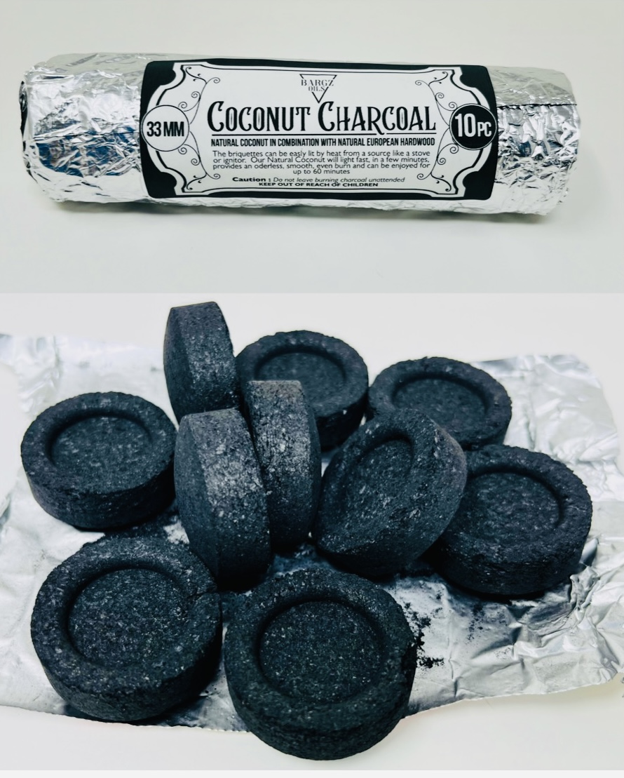 Organic coconut charcoal ,Made from Natural Coconut Incense Briquettes 33mm 10 pack