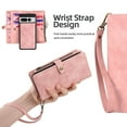 thumbnail image 6 of Dteck for Google Pixel 7 Pro Wallet Case with Card Holder, Detachable Magnetic Phone Case with Zipper Pocket PU Leather Wallet Phone Case for Pixel 7 Pro for Women Men with Wrist Strap,Pink, 6 of 6