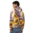 thumbnail image 4 of Kdxio Daisy Sunflower Lazy Cat Print Men Hoodies Casual Hoodies for Men with Zip Pockets Full Zip Long Sleeve Sweatshirt Sports Hooded Jacket-Medium, 4 of 5