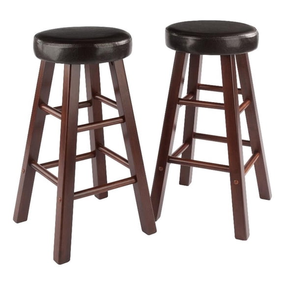 Pemberly Row 25.6" Solid Wood Counter Stool in Espresso and Walnut (Set of 2)