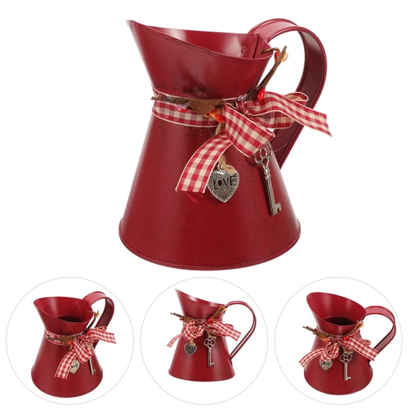PENIKOKO Outdoor Decorative Vase Flower Vase Dark Red Iron 1Pcs 4.9X4.7X3.9In