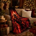 thumbnail image 3 of Long Haired Drummer Raising Sticks Above A Drum Kit Amid Flames, Cozy Flannel Blanket for Rock Music Enthusiasts, Dramatic Rock Home Decor for Music Room and Bedroom, Appreciation Gift, 3 of 9