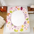 thumbnail image 6 of Feelyou Cute Floral Flower Twin Sheet Sets for Kids, Spring Garden Plant Twin Fitted Sheet, Butterfly Ladybug Flat Sheet, Microfiber Bedroom Decor, 3-Piece, 6 of 8