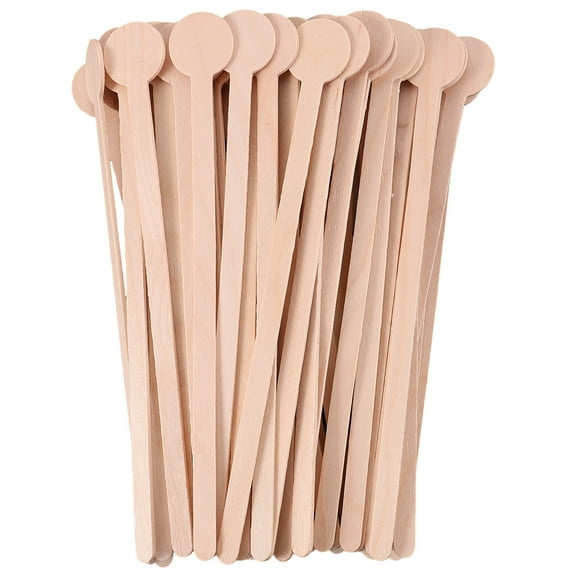 Topbathy 50Pcs Wooden Coffee Stirrer Light Brown Mixing Rods for Cocktails Ice Cream and Beverages