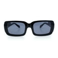 thumbnail image 3 of Womens Unique Exposed Side Lens Rectangular Plastic Mod Fashion Sunglasses All Black, 3 of 6