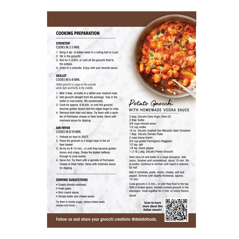 DeLallo Potato Gnocchi Pasta, 16 oz, Tri-color design - Walmart.com