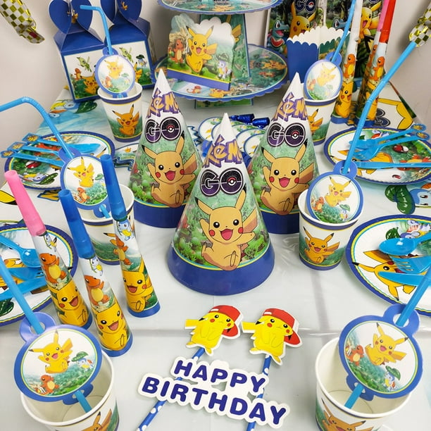 Pokémon Pikachu Theme Decoration Set Balloon Banners Pikachu Theme Party  Supplies Kids Child Birthday Favors 