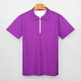 thumbnail image 3 of Purple Men Zipper T-shirt Summer Casual Short Sleeve T-shirt Top, 3 of 7