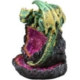 Ebros LED Light Wyrmling Dragon On Crystal Geode Backflow Incense Cone