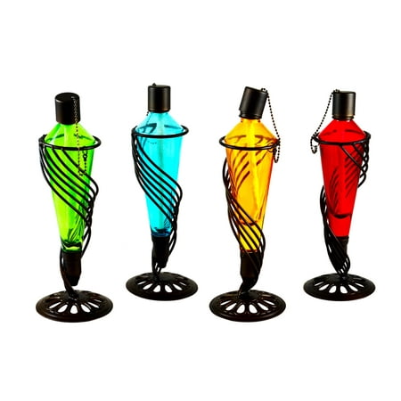 4 Pack 13 In Orted Color Table Top Torch With Swirl Accent Metal Orted Color Table Top Torch With Swirl Accent Metal Stand Burning Citronella Lamp Oil