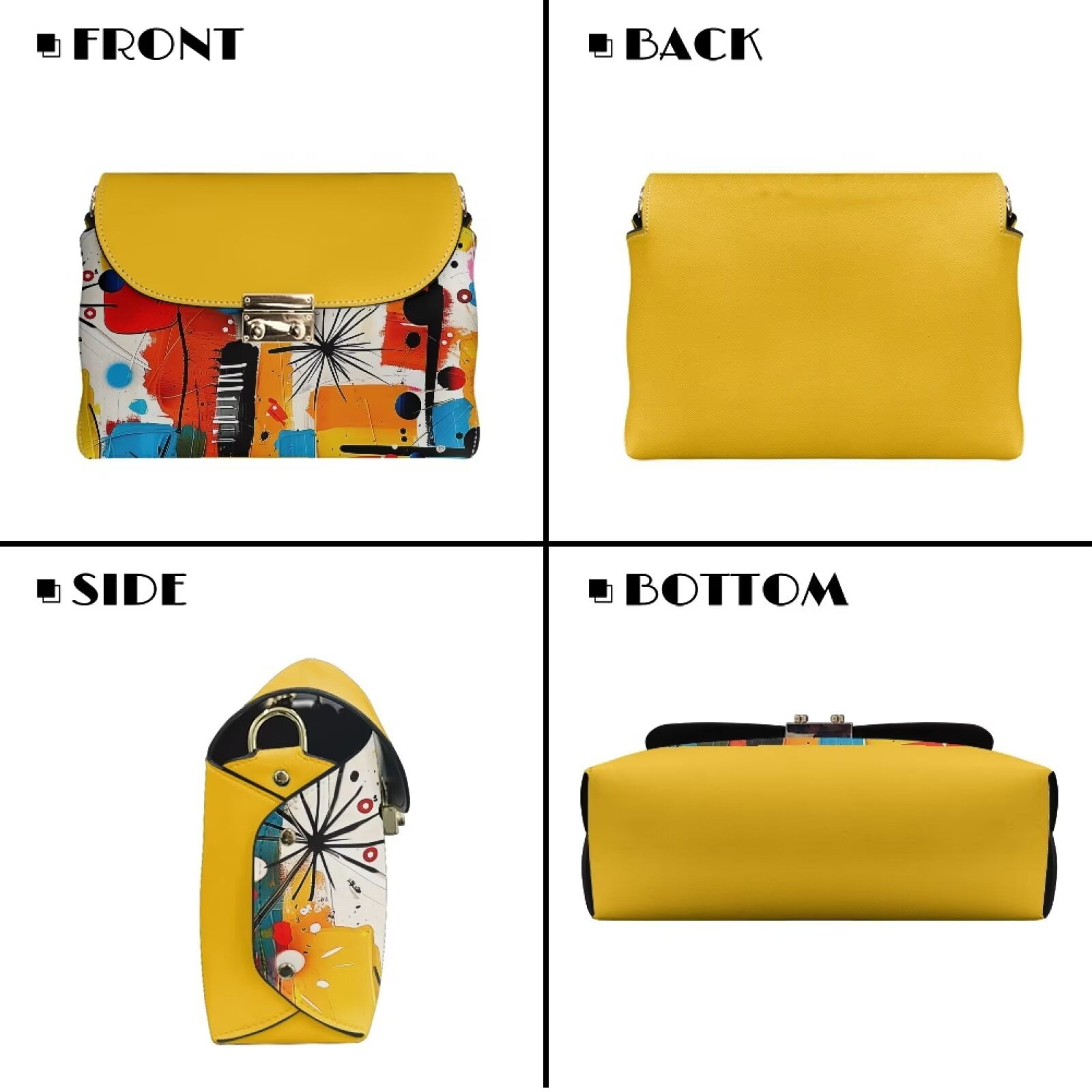 Pzuqiu Abstract Colorful Print Crossbody Bags Leather Versatile Practical Trendy Leather Quilted Shoulder Bag with Chain Strap Compact Vintage Gifts for Women