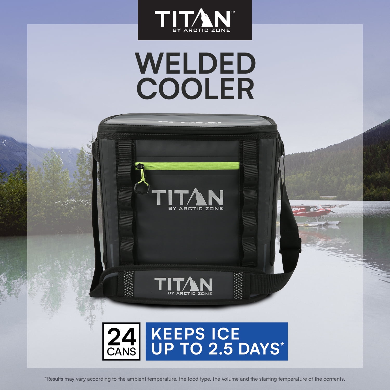 Titan by Arctic Zone 24 Can, 16 Quart Welded Soft Cooler with Waterproof Exterior, Black