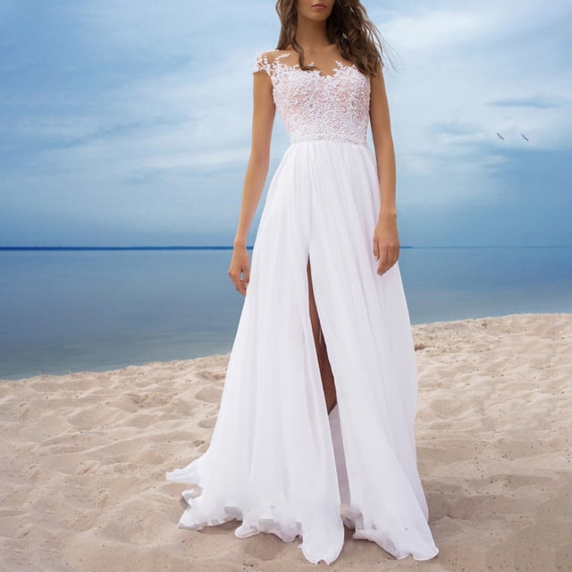 White Lace Evening Formal Party Ball Gown Bridesmaid Lace Slim Dress