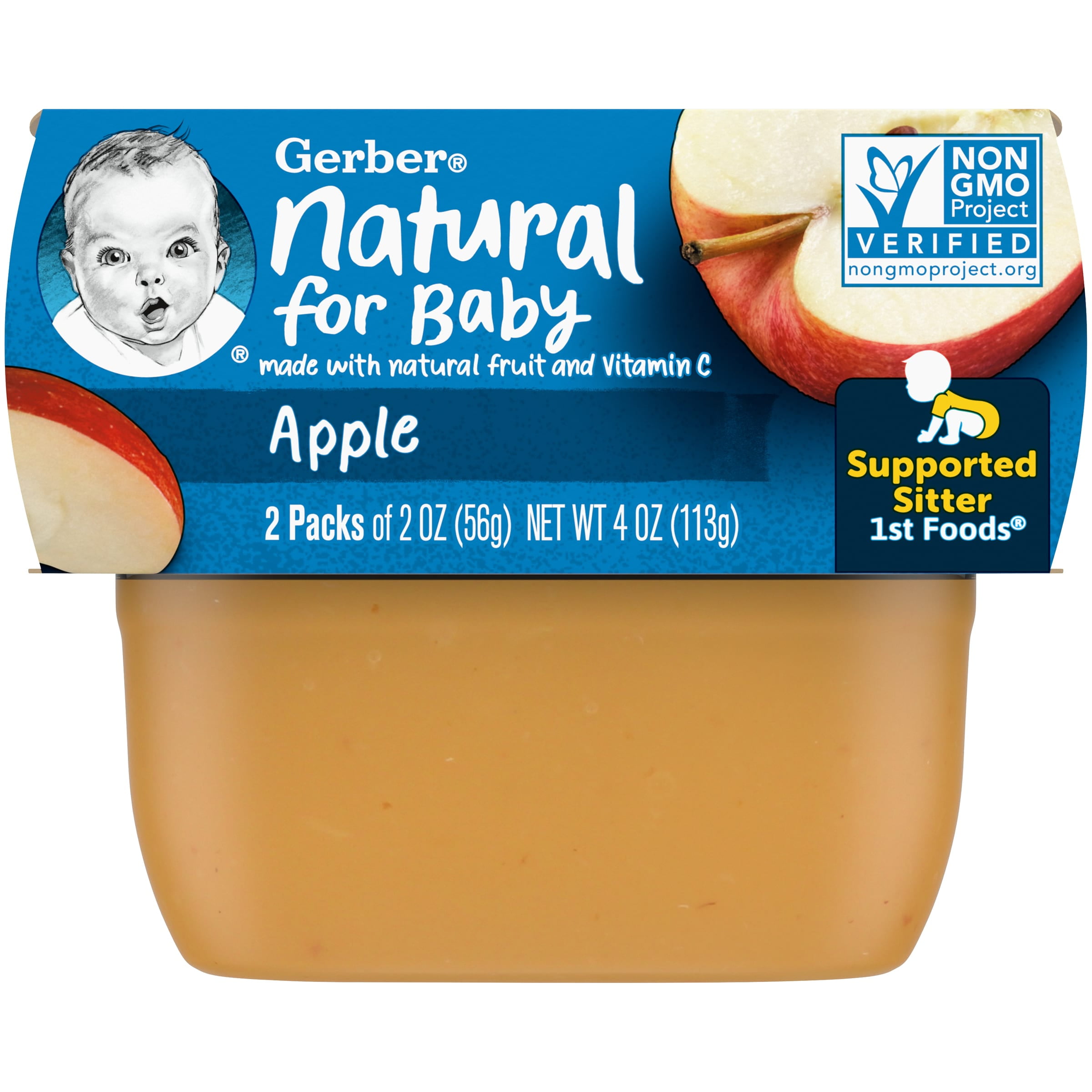 Gerber 1st Foods Natural for Baby Baby Food, Apple, 2 oz Tubs (2 Pack
