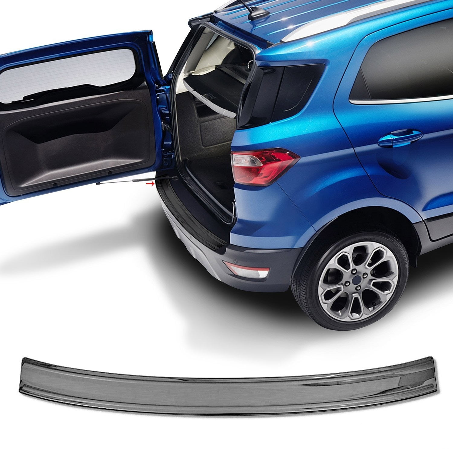 Dark Chrome Rear Bumper Guard Protector Brushed Fits Ford EcoSport 2018