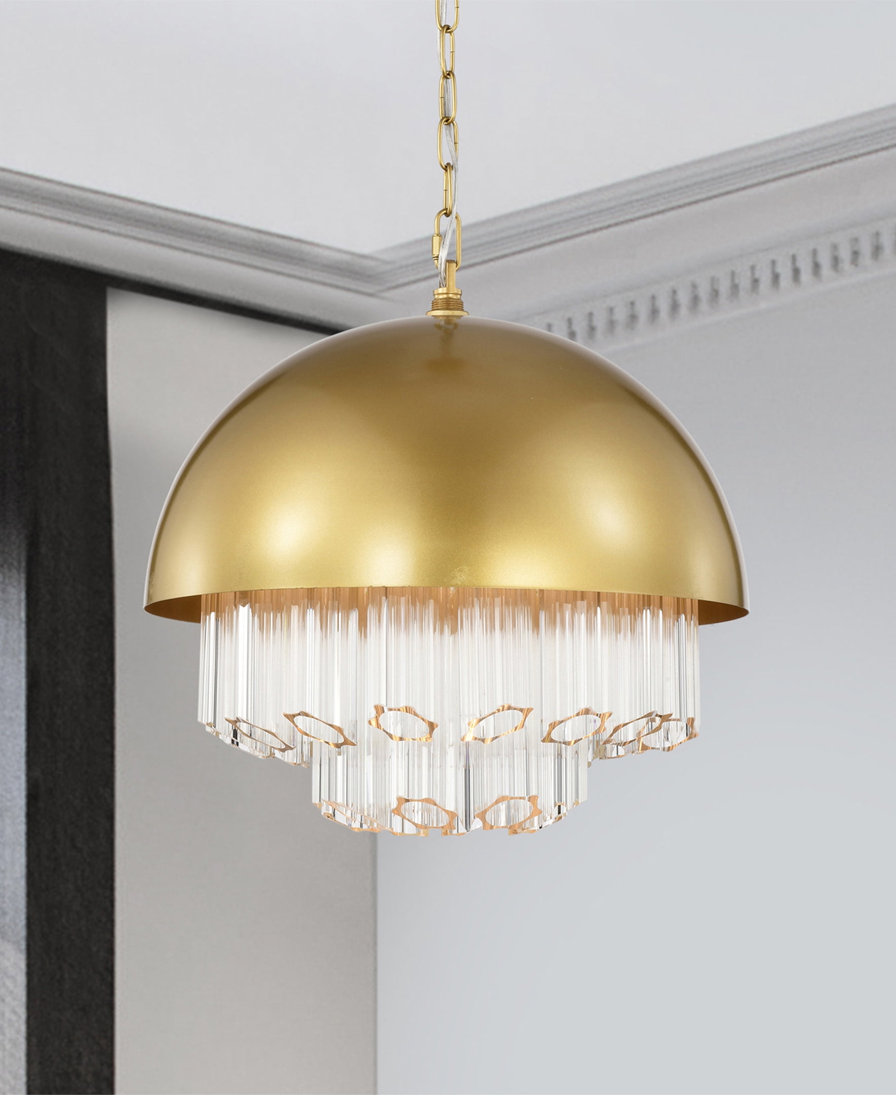 Wiskass 16 in. 4-Light Indoor Satin Gold Finish Chandelier with Light Kit