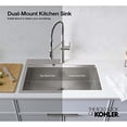 thumbnail image 5 of KOHLER Task Kitchen Sink, Stainless Steel Dual Mount Single Bowl, 33" Workstation Sink, 1 hole faucet, K-80084-1PC-NA, 5 of 16