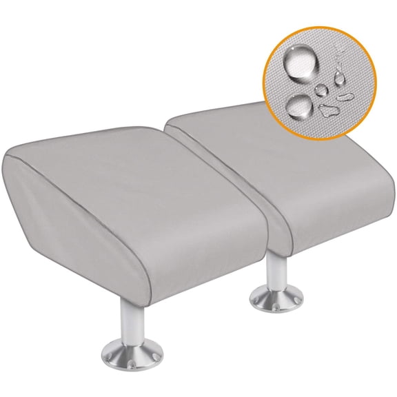 iCOVER Boat Folding Seat Cover-2 Pack 600 Denier Canvas Waterproof Heavy-Duty Weather Resistant Material Trailerable Fishing Chair Cover (Gray)