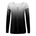 thumbnail image 3 of Dndkilg Womens Work Shirts Button Down Long Sleeve Petite Basic Tops for Women Henley Slim Fit Fall Blouses for Women 2023 Trendy Tie Dye Cute Tshirts Shirts for Women Black L, 3 of 4