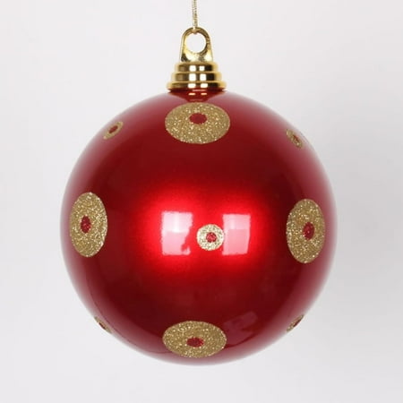 candy apple red with gold glitter polka dots commercial size christmas ball ornament 6 - Christmas Apple Commercial candy apple red with gold glitter polka dots commercial size christmas ball ornament 6 - Christmas Apple Commercial