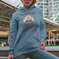 thumbnail image 2 of Glamping, Just Like Camping Quote with Tent Art Merch Gift, Light Blue Hooded Sweatshirt or Hoodie, Large, 2 of 5