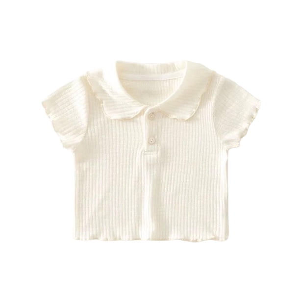Ropa de Bebé de las Niñas de Verano de Manga Corta Cuello de Tortuga Superior de Moda Base Camisa Ser Usted Camisa
