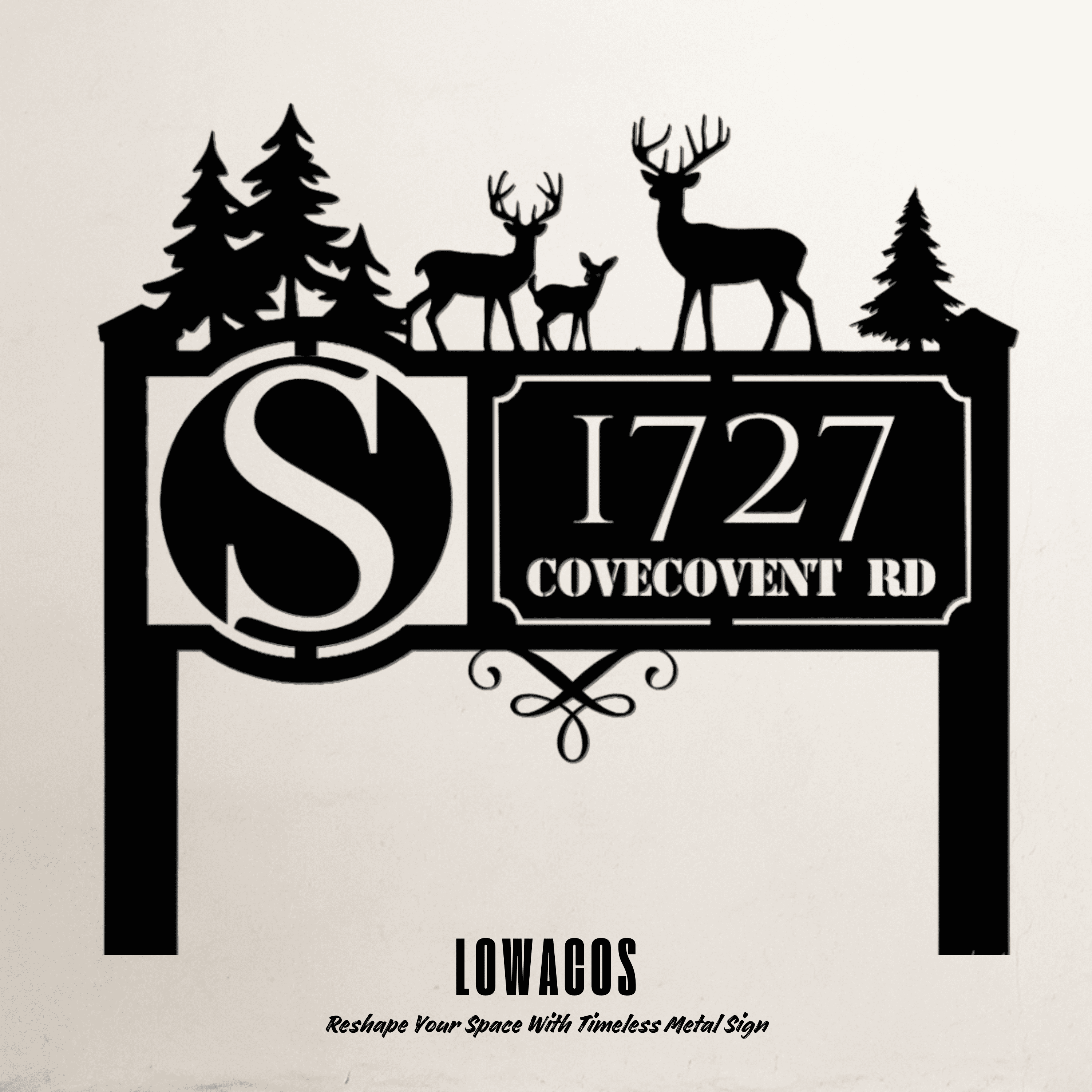 Personalized Deer Wildlife Garden Address Sign with Metal Stake,Custom House Number & Name Yard Decor,Outdoor Farmhouse Decoration, Housewarming Gift,Camping Sign for Home & Garden Style03(10inches)