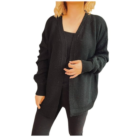 ChaoHeng Womens Jackets Lightweight with Hood Oversized,Womens Solid Color Plus Size Casual Loose Cardigan Jacket Long Sleeved Hooded Casual Jacket(Black,S)